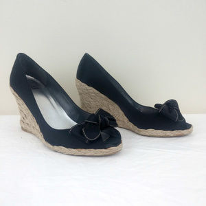 Stuart Weitzman Black Satin Bowden Espadrille ~ 9